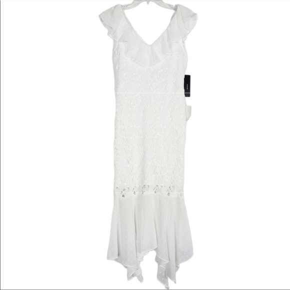 NWT Lulu’s Dagny Lace Swiss Dot Ruffled Midi Dress - Picture 7 of 10